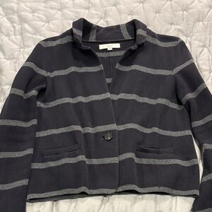 LOFT Women's Charcoal and Light Gray Striped Blazer